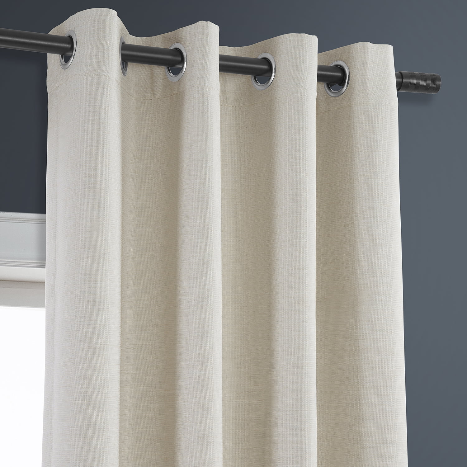 Half Price Drapes Oat Cream Grommet Bellino Textured Faux Linen Room Darkening Curtains For Bedroom & Living Room Curtains(1 Panel), Grommet Curtains 63 Inches Long, 50W X 63L