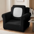 thumbnail image 3 of Chririnla 2-Piece Sofa Cover for Living Room, Solid Black Pattern Couch Shield Soft Separate Cushion Cover for Pet, 3 of 8