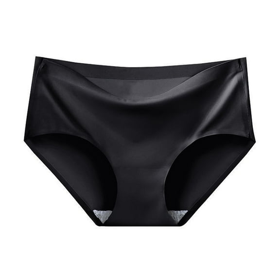 Odbmxy Briefs Plus Size Womens Panties Plus Size Underwear Women Breathable Seamless Black Plain Ice Silk Panties