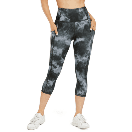 NHT&WT Yoga Pants Capri Leggings with Pockets for Women High Waist Tummy Control Running Workout Pants