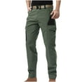 thumbnail image 1 of Pantalones largos para hombre, con bolsillos, color combinado, rectos, para exteriores, montañismo, versátiles, de poliéster, blusa y pantalón., 1 of 3
