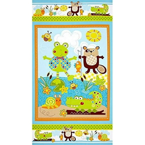 Marcus Fabrics Brothers Polka Dot Pond 23.5'' x 44 Panel 100% Cotton Fabric sold by the panel