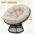 thumbnail image 2 of LOGYAT 46" Oversized Rattan Papasan Chair with Cushion, 360° Swivel, Waterproof & Sturdy Frame, Comfortable Chair for Adults, for Indoor, Bedroom, Black Frame with Beige Cushion, 2 of 4