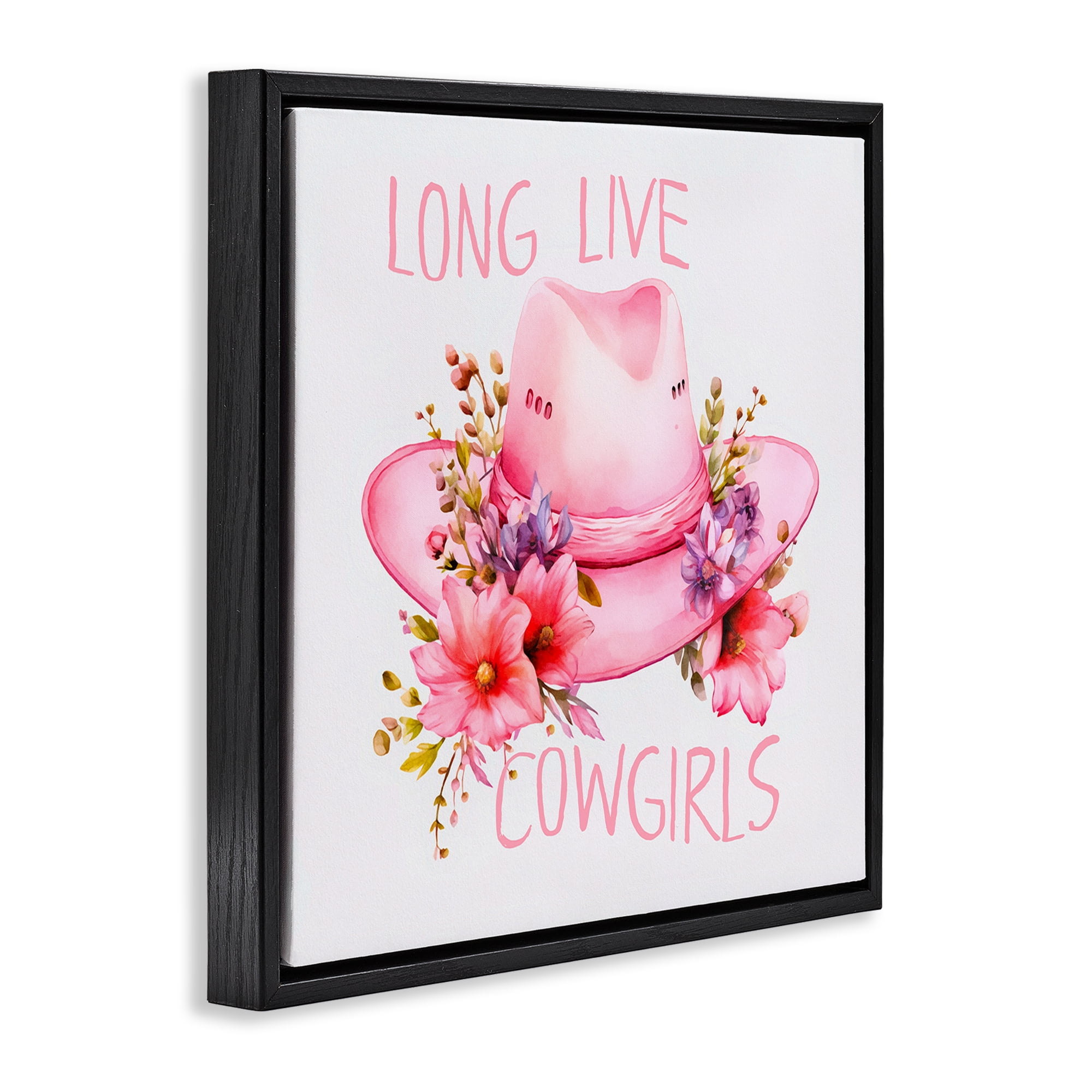 Stupell Industries Long Live Cowgirls Plants & Flowers Painting Black Floater Framed Canvas Art Print Wall Art, 25 x 25