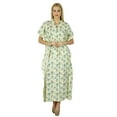 thumbnail image 3 of Bimba Women Long Maxi Floral Kaftan White Cotton Caftan Floral Gown, 3 of 5
