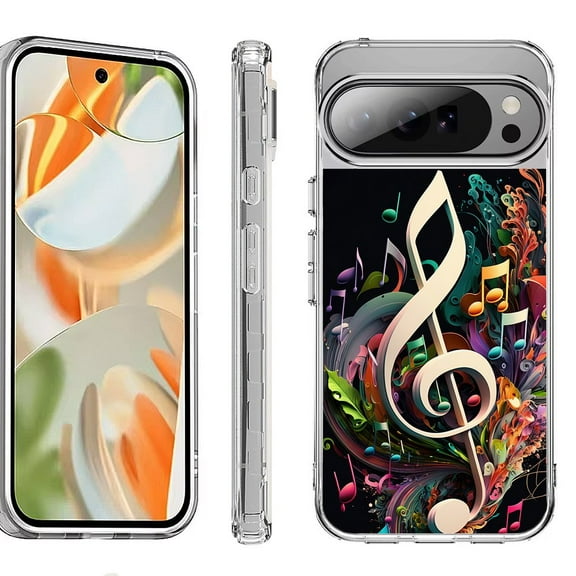 For Google Pixel 10 Pro XL Shockproof Protective Phone Case, by OneToughShield - Music Notes Colorful