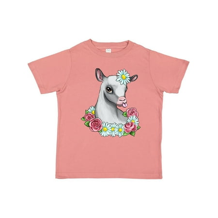 

Inktastic Cute Goat with Roses and Daisies Gift Toddler Boy or Toddler Girl T-Shirt