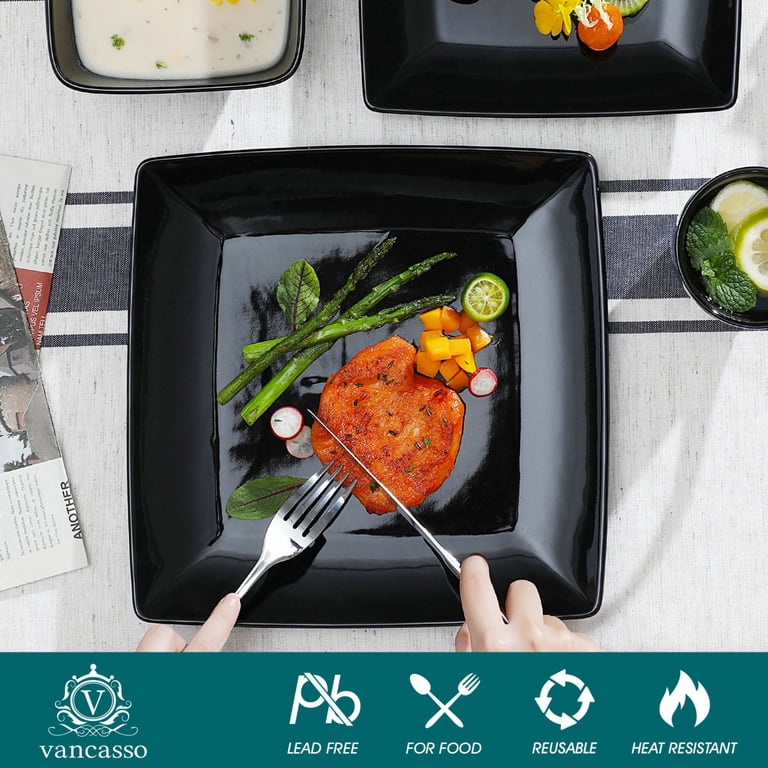 vancasso, Series SOHO, 16 pieces Stoneware Dinnerware Set, Black