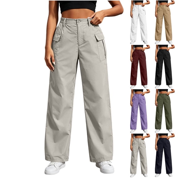 Women's High Waisted Cargo Pants Casual High Waist Loose Multi Pocket Pants Comfortable Stretchy Cargo Pants Casual Work Outdoor Hiking Streetwear Pants