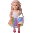 thumbnail image 3 of AlevRam 3 Piece Outfit for 18" Dolls Sequin Jacket, White Tank Top Rainbow Tulle Skirt Doll Clothes Set, 3 of 4