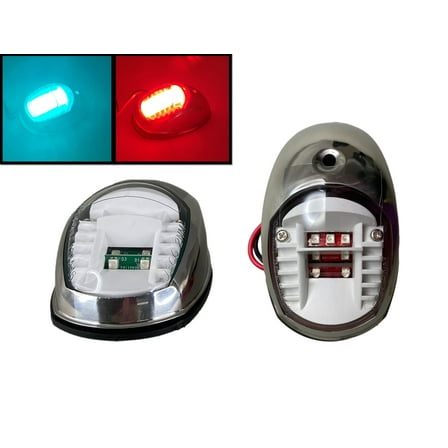 Pactrade Marine Boat Bow Light SS304 Green Starboard Red Port LED Navigation Light Side Mount for Pontoon Deck Boat and Fishing Boat