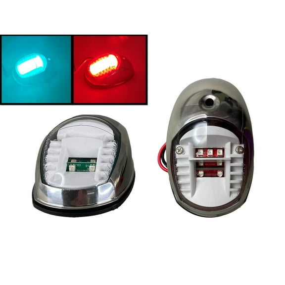 Pactrade Marine Boat Bow Light SS304 Green Starboard Red Port LED Navigation Light Side Mount for Pontoon Deck Boat and Fishing Boat