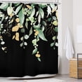thumbnail image 2 of Black Green Eucalyptus Shower Curtain 72Wx72L Inches Watercolor Botanical Earthy Leaves Plants Bathroom Herbs Nature Bath Accessories Art Home Decor Fabric 12 Pack Hooks, 2 of 6