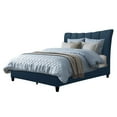 thumbnail image 1 of CorLiving Rosewell Adult Full Size Fabric Upholstered Bed with Vertical Channel Tufted Headboard, Navy Blue, 1 of 9