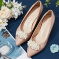thumbnail image 5 of 1 Pair Pearl Flower Shoe Clips 1.5x2.5inch White Bridal Wedding Floral Shoes Clips Charms with Beads Detachable Handmade Flower Shoes Buckle Clips for Women Girls Brides Floral White 1set, 5 of 6