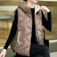 thumbnail image 4 of QUYUON Women Quilted Puffer Vest - Women's Winter Sleeveless Stand Collar Down Vests Padded Gilet Lightweight Full Zip up Jackets Pockets Thicken Warm Padded Coat Outerwear Coffee L, 4 of 6