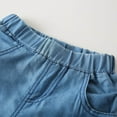 thumbnail image 4 of Boys Shorts Kids Baby Boys Summer Solid Denim Shorts Elastic Waist Breathable Lightweight Bermuda Shorts Toddler Shorts Light Blue 1 Years-2 Years, 4 of 7