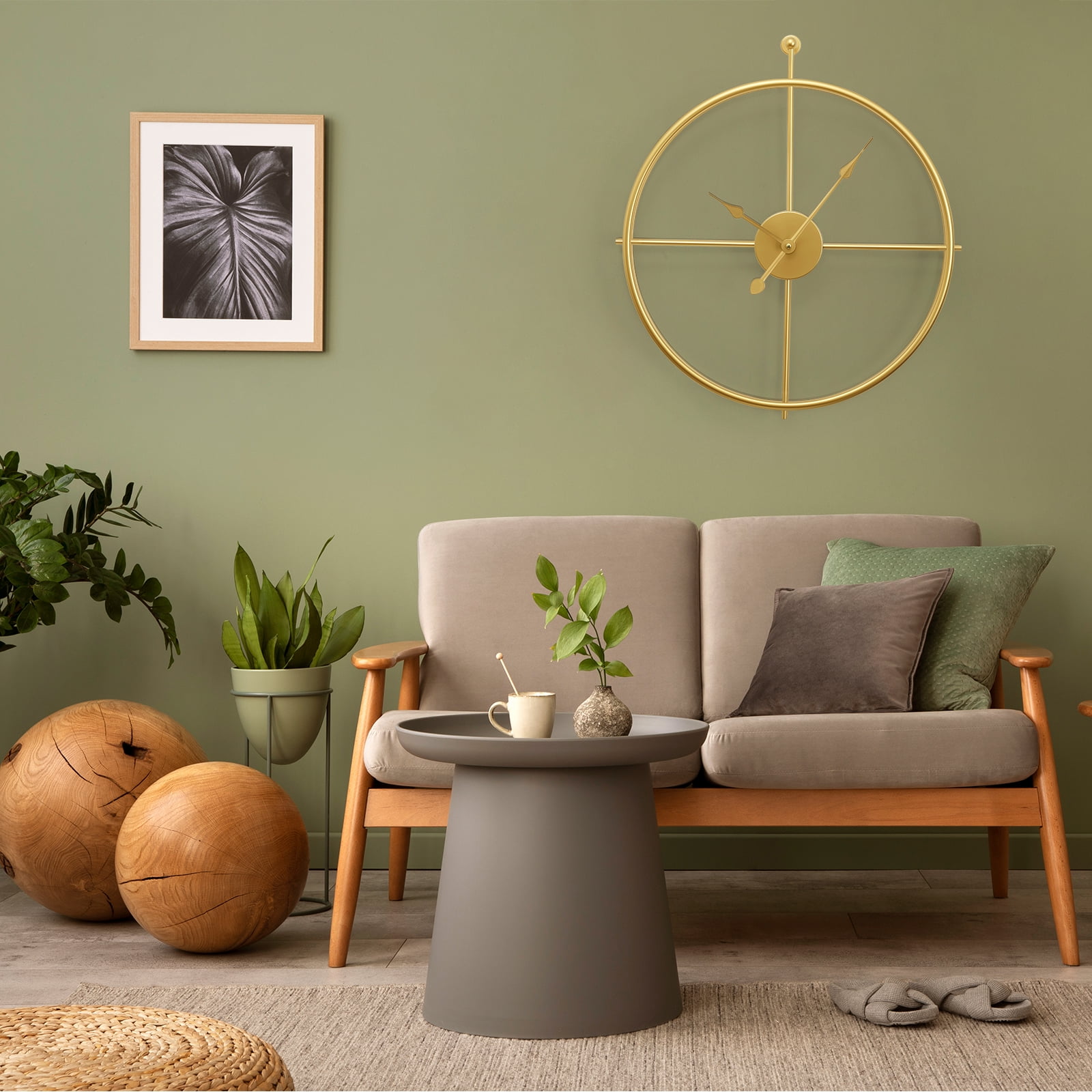Gold Brass Wall Clock 24 Inch Wall Clocks for Living Room Decor Mordern Decorative Clock Minimalism Non Ticking Battery Operated Metal Clock for Living Room Kitchen and Office