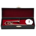 thumbnail image 1 of Miniature Trombone Replica with Gold Plated Stand and Case, Instrument Model, Musical Ornaments, 1 of 3