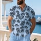 thumbnail image 1 of Ceisia Palm Tree Print Linen-Like Shirt Men's Relaxed Fit Short Sleeve Casual Button-Down Beach Top Light Blue L Gifts, 1 of 9