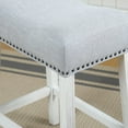 thumbnail image 3 of Roundhill Furniture CoCo Counter Height Saddle Seat Stools, White-Washed Finish, Gray, Set of 2, 3 of 5