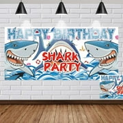 Shark Birthday Decoration Baby Shower Backdrop Banner 5x2.3ft Party Decorations