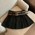 thumbnail image 3 of Usaibhir Girls Pleated Skirts with Shorts, Plaid Print Elastic Waist Double Belt Uniform Tennis Casual Skirt Casual Mini Skater Skirt for 2-14Y, 3 of 7