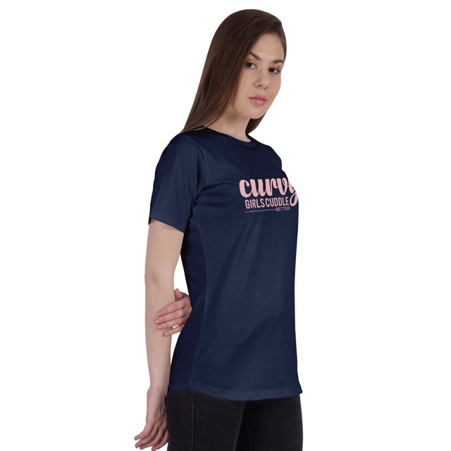 Inkmeso Womens Quote Top Curvy Girls Cuddle Better Graphic Print Tee T-Shirt