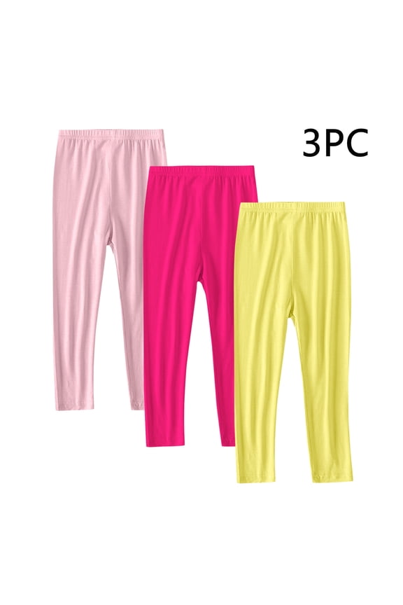 Girls Leggings, Fashion 3 Pieces Stretch Elastic Waist Tight Pants Pink Size 12-13 T