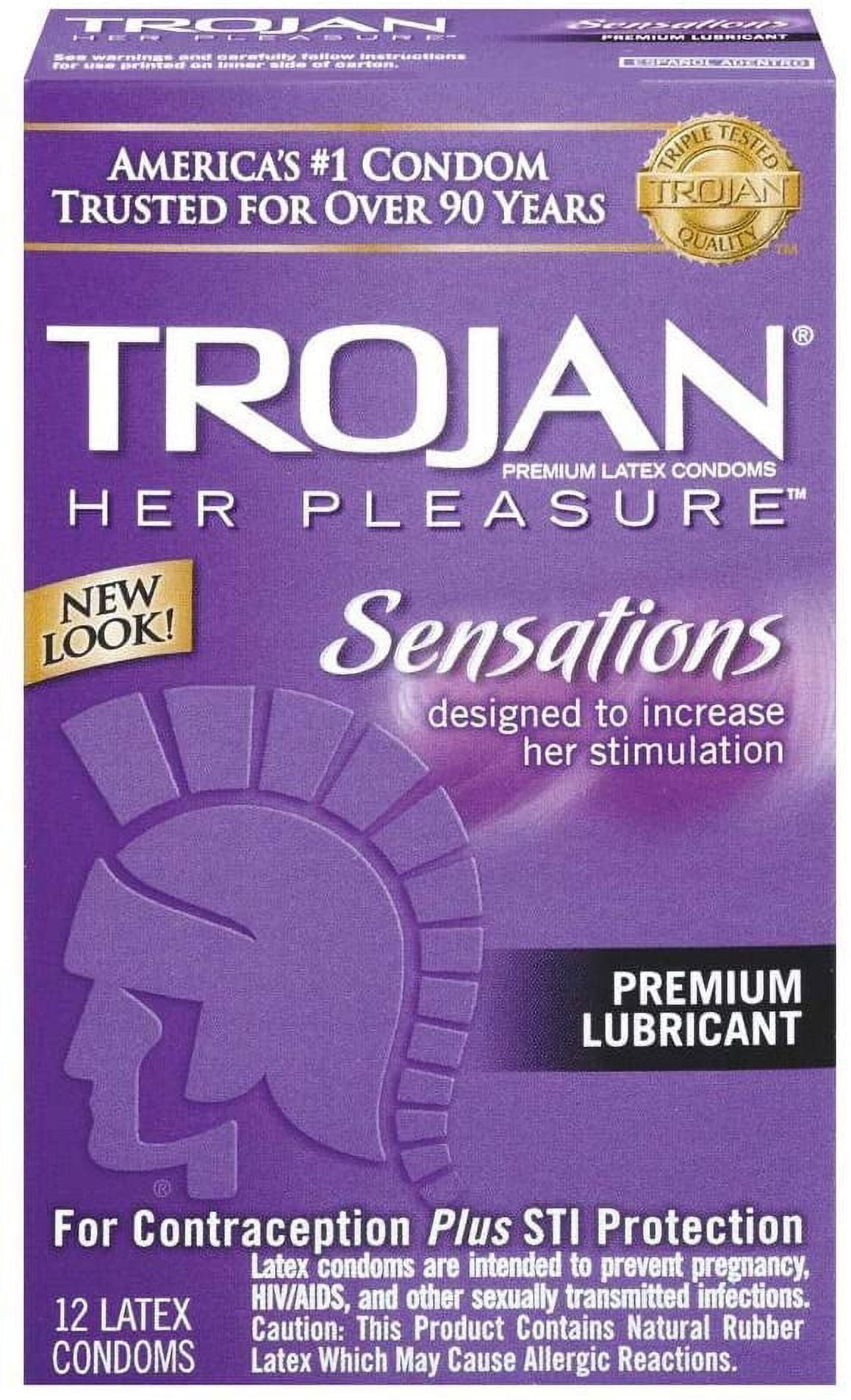 TROJAN Her Pleasure Sensations Lubricated Latex Condoms 12 Each (Pack of 2)  - Walmart.com