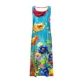 thumbnail image 4 of Dresses for Women Loose Casual Floral Printed Maxi Long Dress Plus Size Sleeveless Round Neck Dresses with Wide Pocket Summer Beach Boho Tank Dress Tshirt Dresses for Ladies, 4 of 5
