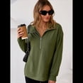 thumbnail image 4 of Sudadera Ligera y Suave de Larga con Solapa y Media Cremallera para Mujer, Estilo Informal, Holgada y con Cuello de . Verde XXL, 4 of 8