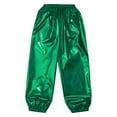 thumbnail image 6 of Xnihocha Kids Girls Boys Trousers Metallic Sparkle Hip Hop Jazz Modern Dance Pants Loose Fit Streetwear Green 160, 6 of 7