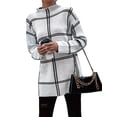 thumbnail image 2 of Checkered Knit Sweater for Women Fall Winter Casual Mock Neck Pullover Striped Sweaters Color Block Tops White M, 2 of 9