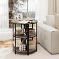 thumbnail image 2 of Gymax 3-Tier Half Round End Table w/Study Metal Frame Storage Shelves for Living Room Grey, 2 of 10