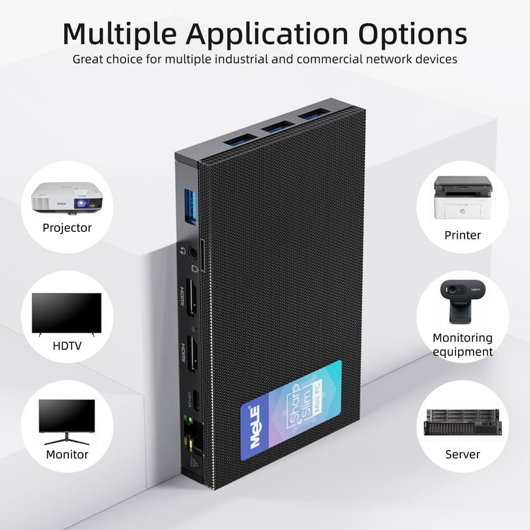 MeLE Quieter3Q Fanless Mini PC 8GB 256GB, Intel Celeron