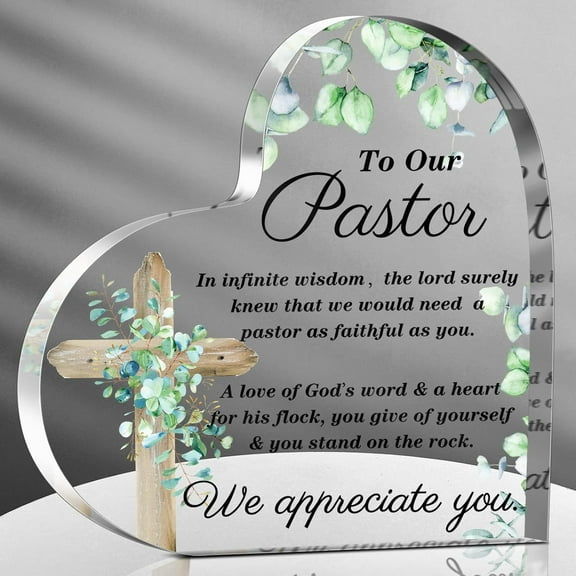 Pastor Appreciation Gifts Thank You Gift for Pastor Inspirational Pastor Gifts for Men Women Preacher Birthday Gift Acrylic Retirement Keepsake for Pastor Religious Christian(Leaf)
