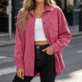 thumbnail image 2 of Sevevn Women's Button Down Corduroy Shacket Lapel Collar Oversized Long Sleeve Jacket with Patch Pockets Comfy Trendy Fall Fashion Casual Outfits for Travel Walking Daily Wear, 2 of 5