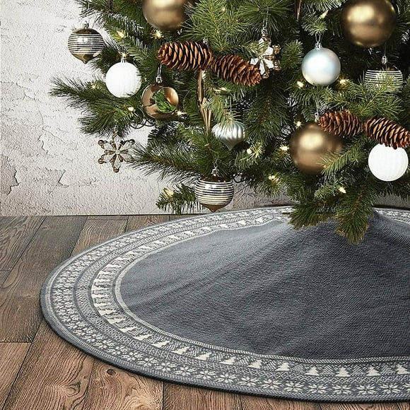 Falda Dremisland para árbol de Navidad, tejida con cable, 122 cm, color rojo