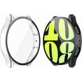 thumbnail image 1 of KOMI 2 Pack Hard Case Compatible with Samsung Galaxy Watch 6 44mm with Screen Protector, HD Tempered Glass Screen Protector Cover Overall Protective Cover, Black, 1 of 5