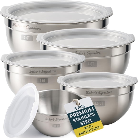 Baker's Signature Stainless Steel Mixing Bowls Wi