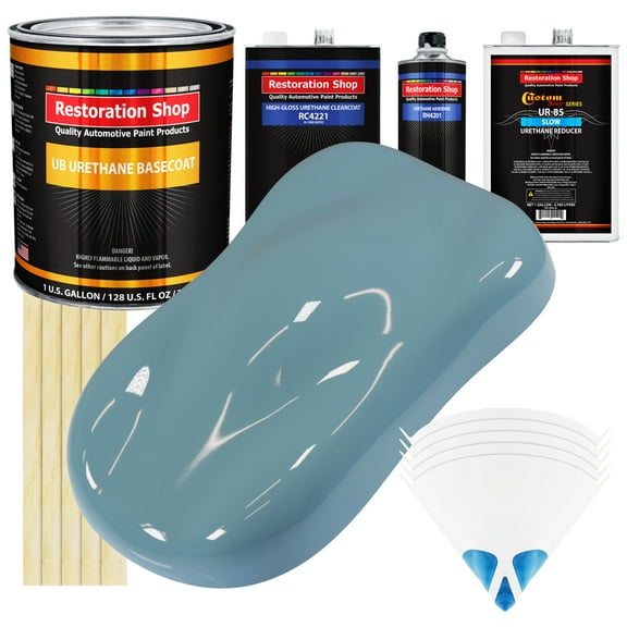 Glacier Blue SLOW 1 Gallon Automotive Paint Kit URETHANE BASECOAT & Clearcoat