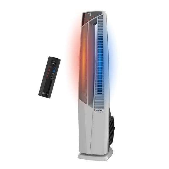Lasko DUO Comfort FHV820 White 1500W 3 Speed, Remote,Tower Fan and Ceramic Space Heater