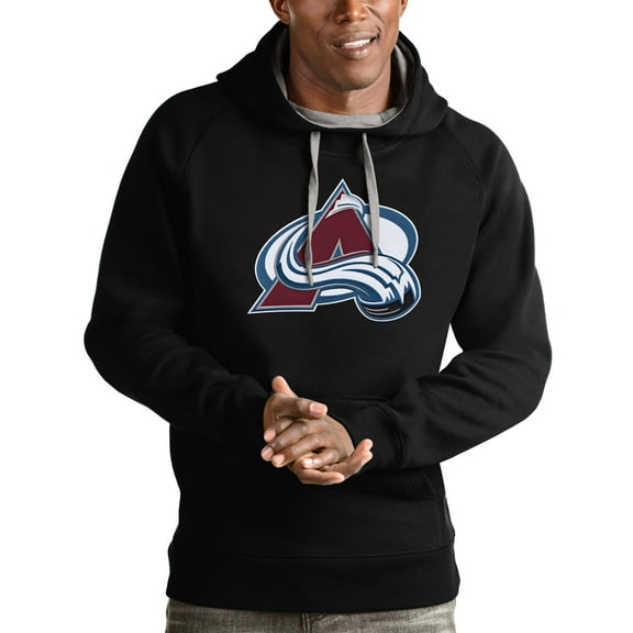 Men's Antigua Black Colorado Avalanche Logo Victory Pullover Hoodie