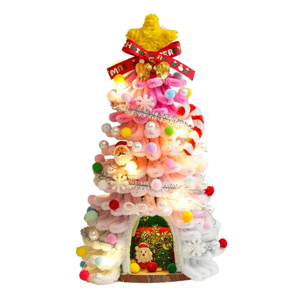 Decoraciones Del Árbol de Navidad 10 Pulgadas de Artesanía de Bricolaje Mini Árbol de Navidad de Resplandor, Árbol de Navidad de Mesa Pequeño con 20 Conos de Luz Led Y Decoraciones de Navidad Luces De