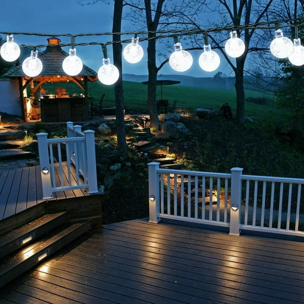Guirlande solaire lumineuse lumières guirlande lumineuse extérieure boule  de cristal jardin terrasse arbres jardin maison fête décoration LED bulle  lumière 6 mètres 30 blanc lumières chaud 