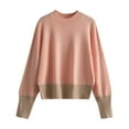 thumbnail image 2 of Suéter de cuello alto para mujer, jersey de manga larga, informal, ligero, de punto suave, con bloques de color de doble cara, abrigo para mujer, 2 of 8