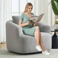 thumbnail image 4 of Spaco 360° Swivel Round Upholstered Comfy Chair, Single Sofa with One Soft Pillow, Teddy Fleece High-Resilience Sponge Sofa for Indoor as Living Room, Bedroom, Light Grey, 4 of 12