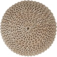 thumbnail image 6 of Round Pouf Ottoman - Hand Knitted Cable Boho Poof Home Décor Pouffe Circular Footrest for Living Room - Nursery - Bedroom - Lounge 100% Cotton (18”x18”x14”) - Beige Ivory, 6 of 21