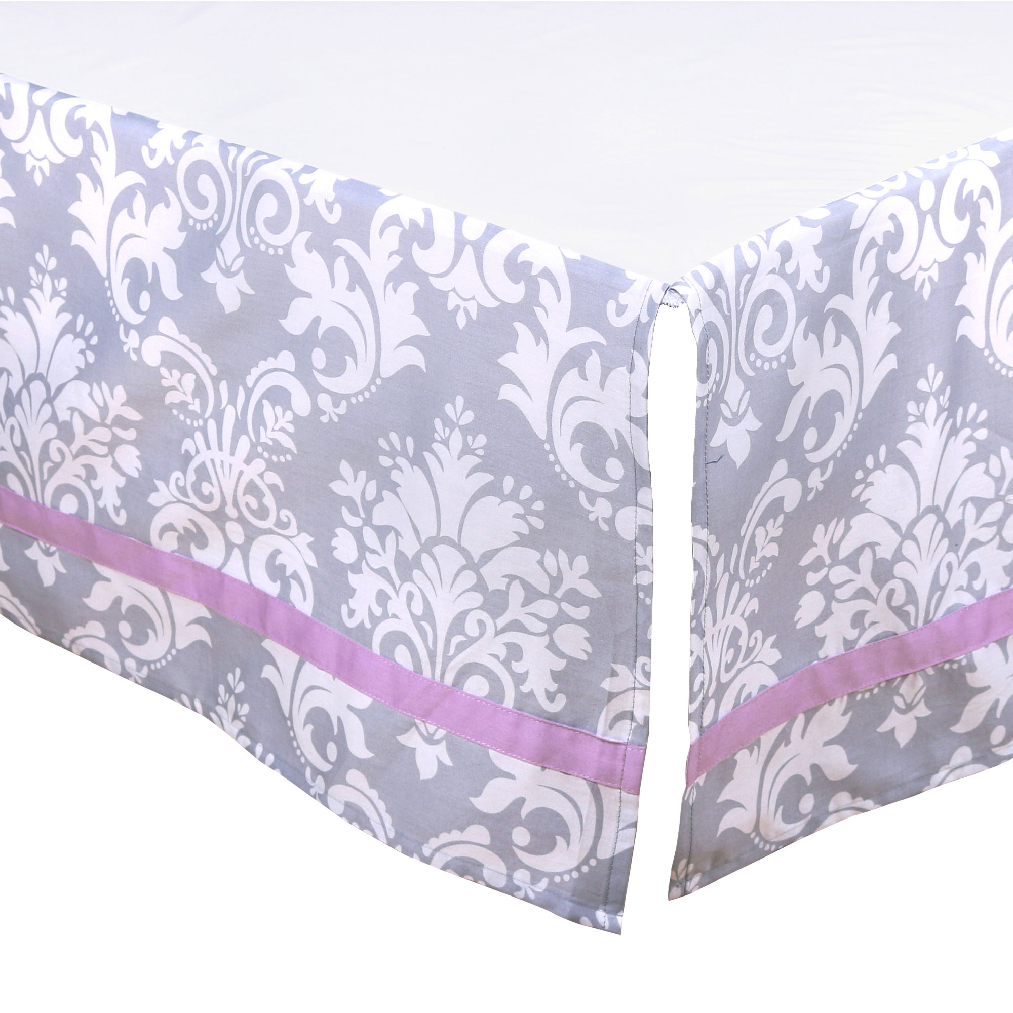 100/% Cotton Sateen Floral Design Grey Damask Fitted Crib Toddler Sheet